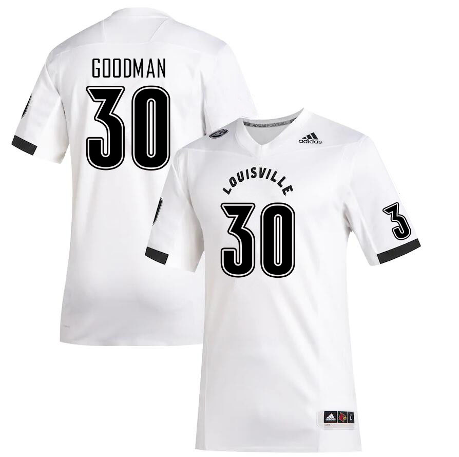 Men #30 Grant Goodman Louisville Cardinals College Football Jerseys Sale-White - Click Image to Close